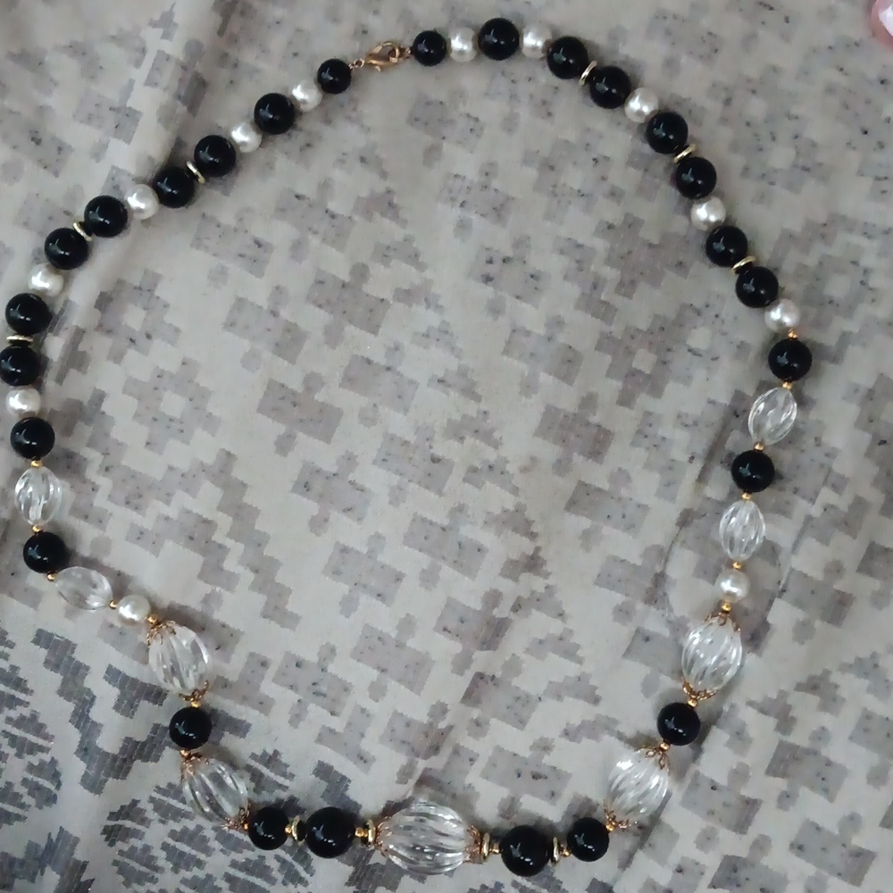 Black and Clear Chunky Necklace